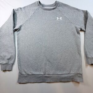 Under Armour Rival Fleece Crewneck Sweatshirt Gray Logo Pullover Mens Small